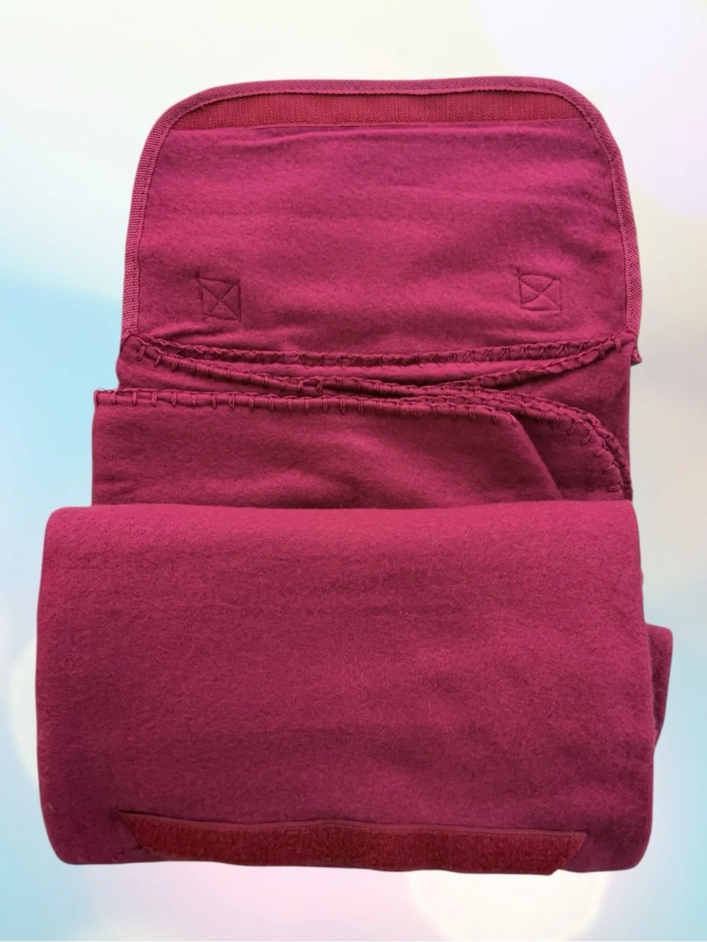 Magenta MOOG Branded Roll-Up Fleece Travel Picnic Blanket ~ 54”x45”